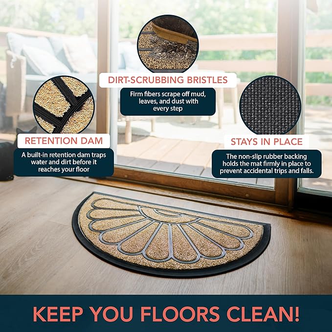 ubdyo Front Door Mat - Low Pile Front Door Mat Outside Entrance - Muddy Dirt Trapping Welcome Matt Outdoor - Rubber Backing Anti Slip Indoor Doormat Entrance, 30" x 17", Bright Yellow
