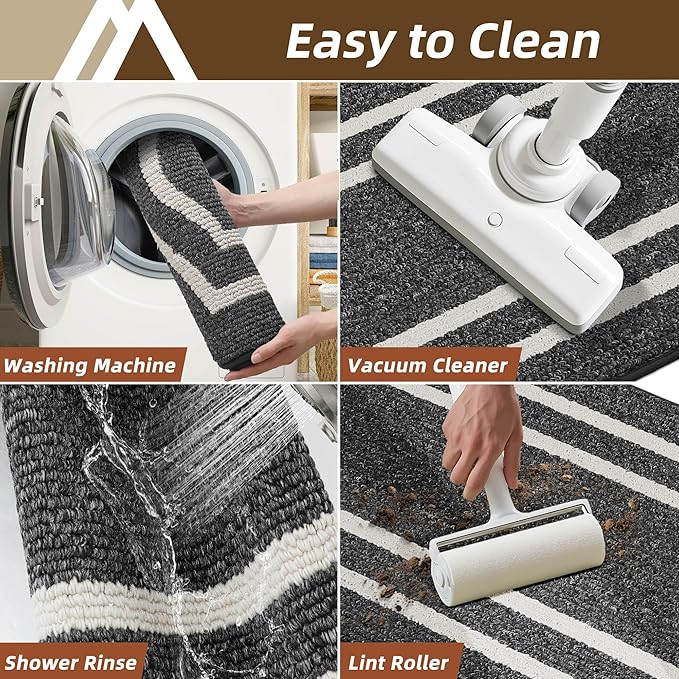 COSY HOMEER Kitchen Rugs and Mats 24"x59" Non Slip Kitchen Mats for Floor Washable Kitchen Runner Rug Stain Resistant Standing Mat for Kitchen,Sink,Polypropylene,Black