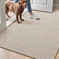 LUMI Ultra Thin Indoor Door Mat for Entrance 32"x48", Non Slip Entryway Mat, Low Profile Doormat, Unique Herringbone Design Carpet for Inside, Patio, Porch, Beige