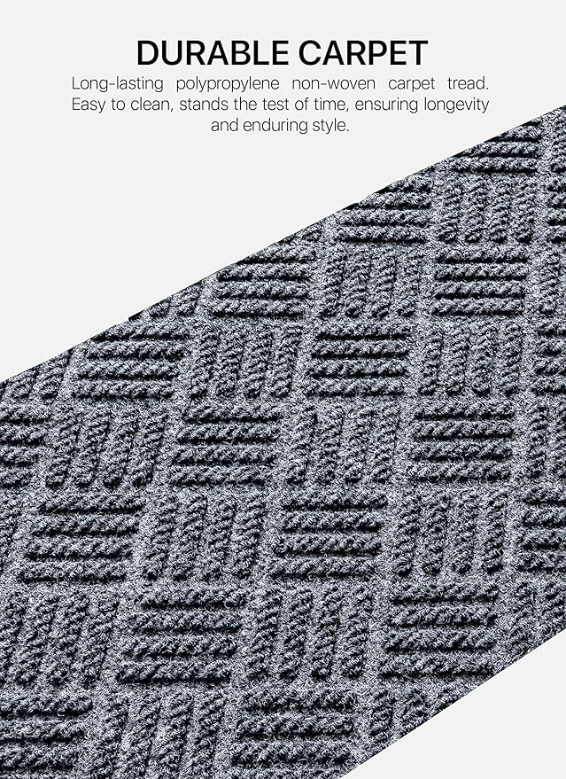 Outdoor Stair Treads Non-Slip 42”x10” (6-Pack) – Carpet Treads with Rubber Backing Diamond Grey