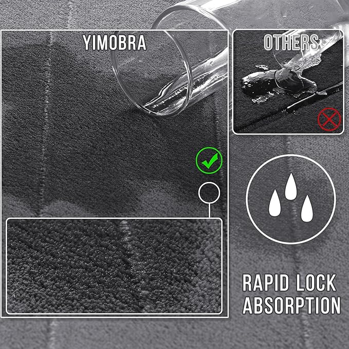 Yimobra Memory Foam Toilet Bath Mat U-Shaped, 24 X 20 Inches,Soft and Comfortable, Super Water Absorption, Non-Slip, Machine Wash and Easier to Dry for Bathroom Commode Contour Rug, Dark Gray
