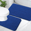 OLANLY Bathroom Rugs Sets 2 Piece, Soft Absorbent Chenille Bath Mats and U-Shaped Contour Toilet Mat Area Rug Set, Machine Washable Bath Carpet, Home Decor Accessories(36"x24"+24"x20", Royal Blue)