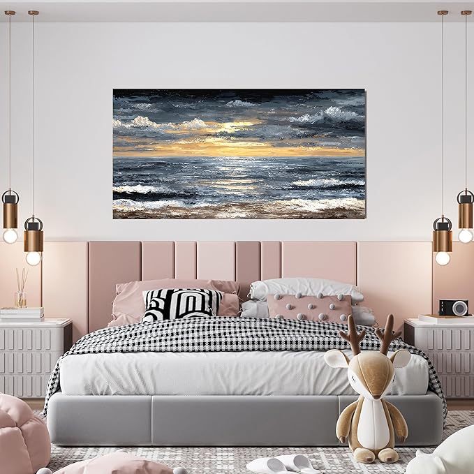 Canvas Wall Art Decor Wall Art Pictures for Living Room Abstract Coastal Wall Art Prints Modern Landscape Wall Art Decorations Abstract Canvas Art Wall Decor Bedroom Office Decor 20" X 40"