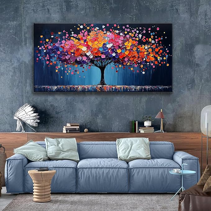 Canvas Art Wall Decor Abstract Tree Large Wall Art For Living Room Modern Abstract Wall Decor Prints Pictures Colorful Tree Of Life Wall Art Picture For Bedroom Hotel Office Home Decoration 29 X 58 Inch