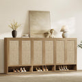 SICOTAS Rattan Shoe Storage Cabinet - Modular Shoe Cabinets with Door Tall Large Shoe Cabinet Storage for Entryway - 96.8" Wide Modular Cabinet for Hallway, Living Room