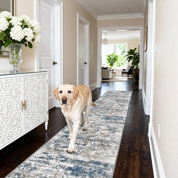 Runners for Hallways Ultra Non-Slip 2x8 Washable Kitchen Rug Abstract Tear and Stain Resistance No Pile Hand-Woven Style Lightweight Runners for Entryway, Laundry Room, Bedside, Multi