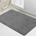 ACCUMTEK Ultra Thin Bath Mat, Upgrade Backing Non Slip Thin Bath Mats Fit Under Door, Quick Dry Ultra Absorbent Bathroom Rugs, Machine Washable Bath Rugs for Bathroom, Charcoal Gray/Checkered/32 x20