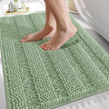 OLANLY Thick Bathroom Rugs 30x20, Extra Soft Absorbent Chenille Striped Bath Rugs, Rubber Backing, Machine Wash Dry, Bath Mats for Bathroom Floor, Tub and Shower, Home Decor Accessories, Sage Green