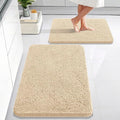 OLANLY Bathroom Rugs Sets 2 Piece, Soft Absorbent Chenille Bath Mats Area Rug Set, Non-Slip, Quick Dry, Machine Washable Bath Mats for Bathroom, Home Decor Accessories (30"x20"+24"x16", Beige)