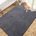 PURRUGS Easy Care Area Rug 4ft x 6ft, Non-Slip Machine Washable Door Mat, Stain Resistant Accent Rug for Entry, Hallway, Bedroom, Living Room and Mudroom, Bluish Grey-Black