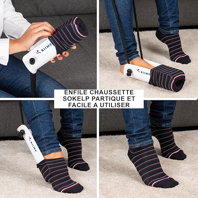 Sock Aid SOKELP-Sock Aids for Putting On Socks-Effortlessly-Sock Helpers for Seniors with Ergonomic Handles-Sock Assistant Device No Bending-Hip Kit-Disability Aids for Elderly
