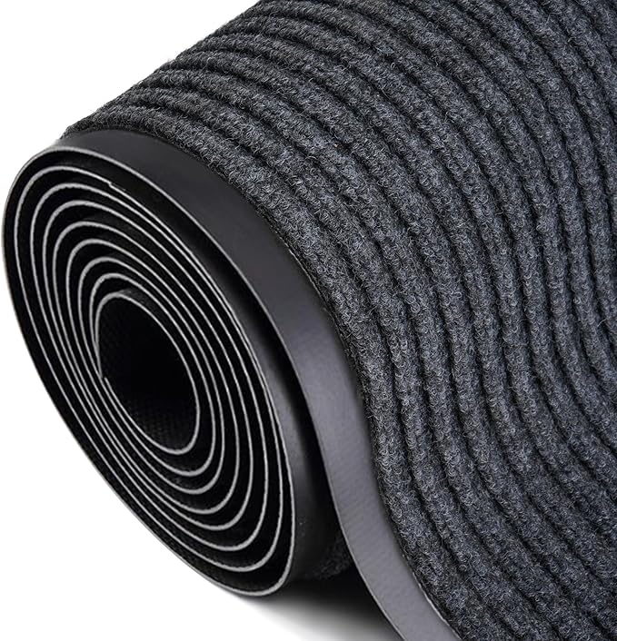 tonchean Commercial Grade Entrance Mat 3x10Ft Heavy Duty PVC Non-Slip Door Floor Mat, Indoor Outdoor Runner Rugs, Brush Step Entrance Mats for Corridor, Kitchen, Home, High Traffic Area, Grey