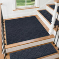 COSY HOMEER Stair Landing Rugs Non-Slip Corner Indoor Edging Stair Treads for Wooden Steps,Washable Soft Stair Landing Mat for Kids,Elder and Dogs,Polyester,TPE Backing,Navy,30x30inch