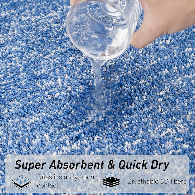 Luxury Quick Dry Non-Slip Bathroom Rugs【20'' x 30'' Night Blue】 Highly Absorbent Washable and Ultra Soft, Extra Thick Fluffy Bath Mats for Shower/Kitchen/Bathtub Floor