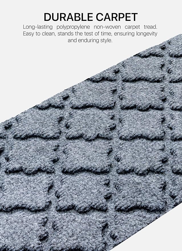 Outdoor Stair Treads Non-Slip 42”x10” (6-Pack) – Carpet Treads with Rubber Backing Moroccan Grey