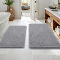 OLANLY Bathroom Rugs Sets 2 Piece, Soft Absorbent Chenille Bath Mats Area Rug Set, Non-Slip, Quick Dry, Machine Washable Bath Mats for Bathroom, Home Decor Accessories (36"x24"+30"x20", Grey)