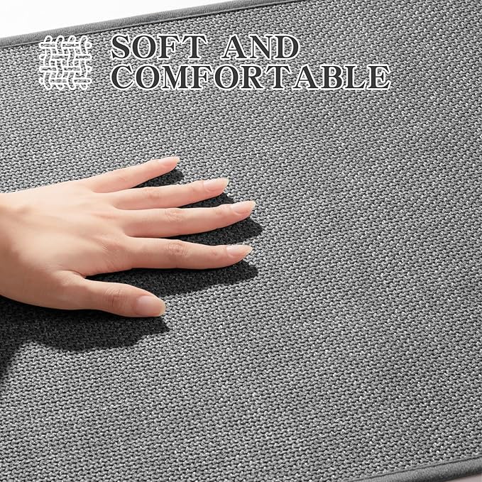 chakme Bath Mat 36x25, Ultra Thin Non Slip, Quick Dry Absorbent, Dark Grey, 36"x25"