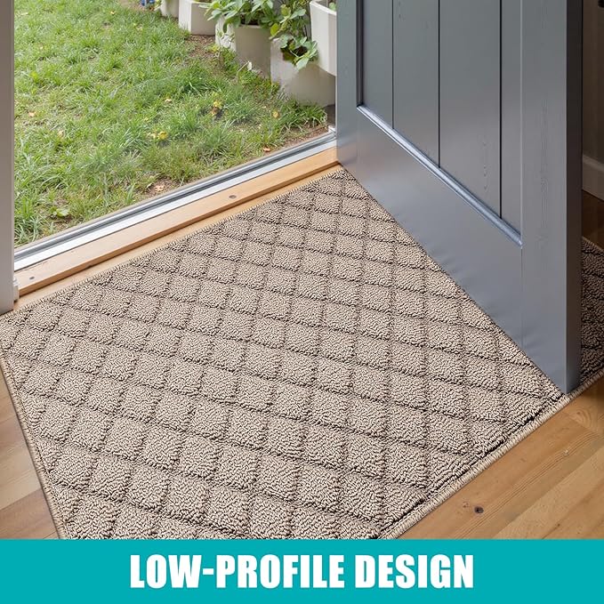 Azadx 3'x4' Front Entryway Door Mat Non Slip Indoor Door mats Washable Entry Mats Welcome Doormat Dirt Trapper for House Entry Low Profile Doormat Indoor Entrance Mat