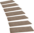 PURE ERA Carpet Stair Treads Tape Free Non Slip Indoor Stair Carpet Stair Protectors Pet-Friendly Non-Slip Skid Resistant Washable Reusable 8" x 30"(14 Pieces,Camel Brown)