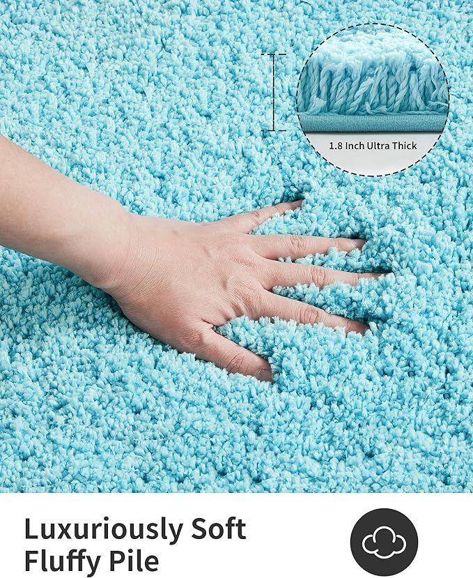ILANGO Teal Bathroom Rugs 24" × 17" Small Non Slip & Super Absorbent Extra Thick Soft, Washable Bath Mat for Floor, Microfiber Plush Shaggy Bath Rug with Rubber for Bathtub Shower Room Sink