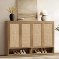 SICOTAS Rattan Shoe Storage Cabinet - Modular Shoe Cabinets with Door Tall Large Shoe Cabinet Storage for Entryway - 65.6" Wide Modular Cabinet for Hallway, Living Room