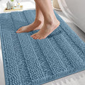 OLANLY Thick Bathroom Rugs 30x20, Extra Soft Absorbent Chenille Striped Bath Rugs, Rubber Backing, Machine Wash Dry, Bath Mats for Bathroom Floor, Tub and Shower, Home Decor Accessories, Airy Blue