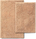 Bathroom Rugs 2 Piece Set – Absorbent, Non-Slip, Soft Chenille Bath Mat, Machine Washable, Comfortable Floor Mats (24"×17” & 20"×30”, Beige)