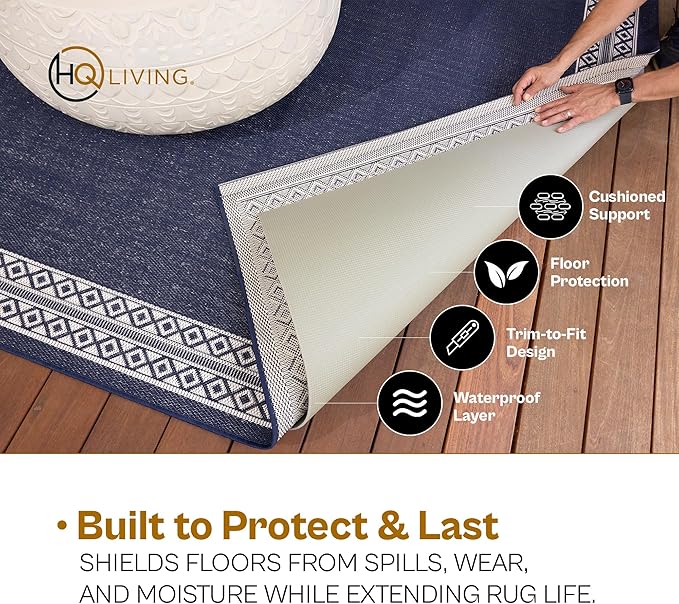 Non-Slip Rug Pad – Indoor and Outdoor Area Rug Pad, Waterproof, Grip Slip Technology - Safe for All Floors, Antimicrobial Protection, Made in USA – 6'x9' – Gray