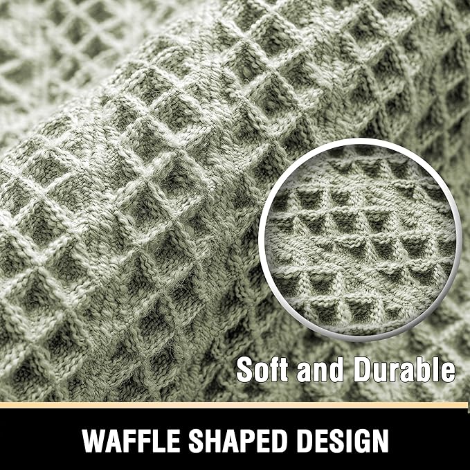 H.VERSAILTEX Waffle Bath Mat Super Absorbent Boho Bath Mat Non Slip Bath Rugs for Bathroom Floor Machine Washable Dry Fast Bathroom Rugs with Handmade Tassels, 24" x 36", Sage