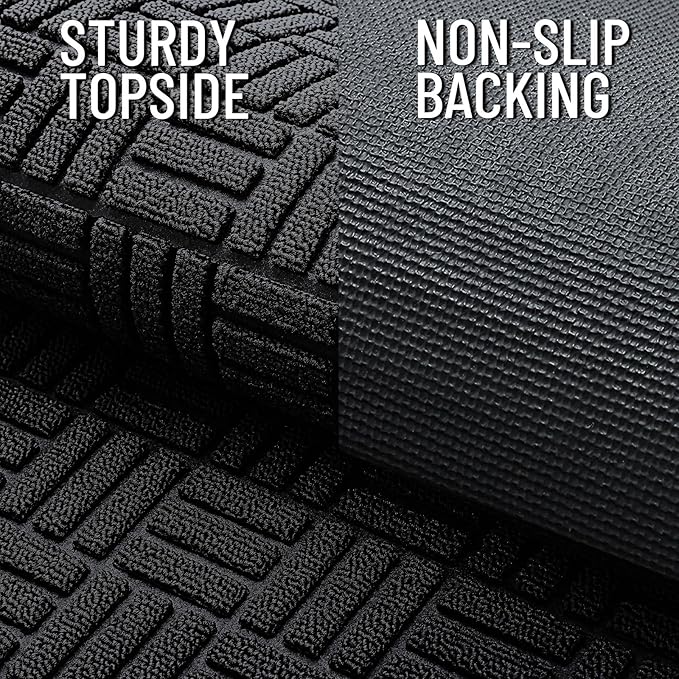 OLANLY Front Door Mat Outside Entrance 71x23, Absorbent, Heavy Duty Sturdy Natural Rubber Doormat Indoor Outdoor, Stain and Fade Resistant, Non-Slip Backing Low Profile Floor Mat for Entryway, Black