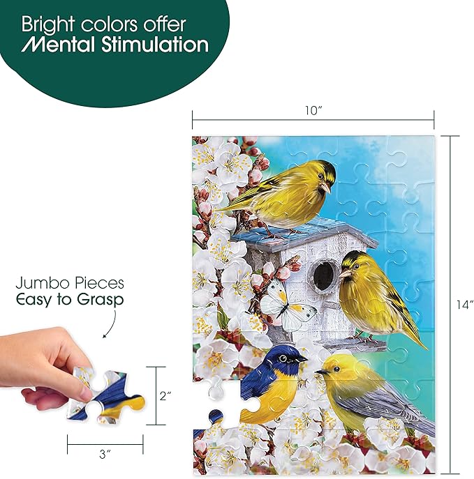 Keeping Busy 35 Piece Birdhouse Dementia Puzzles for Seniors Color Coded with Templates Easy Puzzles for Dementia Patients Gifts for Elderly Women in Nursing Home & Men Gift for Nursing Home Residents