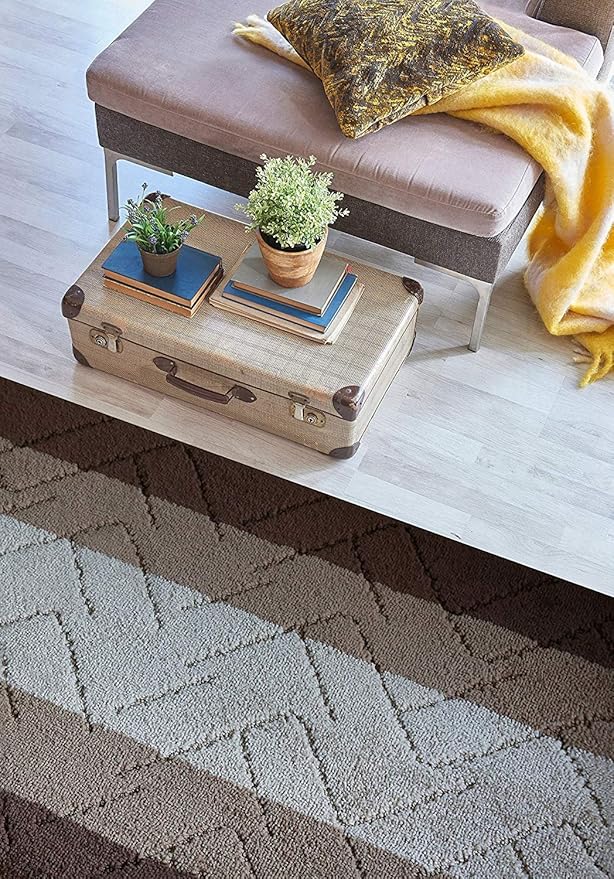 Custom Size Hallway Runner Rug Brown-Beige Color 31 inch Wide Select Your Length Non-Slip (Skid Resistance) Rubber Backing 2 feet x 31 inch