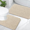 OLANLY Bathroom Rugs Sets 2 Piece, Soft Absorbent Chenille Bath Mats and U-Shaped Contour Toilet Mat Area Rug Set, Machine Washable Bath Carpet, Home Decor Accessories(30"x20"+24"x20", Sand)