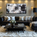Large Abstract Canvas Wall Art - Black and White Pictures Wall Art for living room Large Size Ready to Hang Size 29" x 59"
