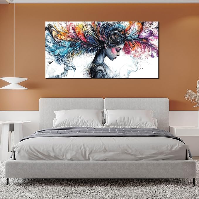 Girl Canvas Wall Art for Living Room - Colorful Abstract Wall Art Bedroom - Girl Room Wall Decor Size 29" x 59"