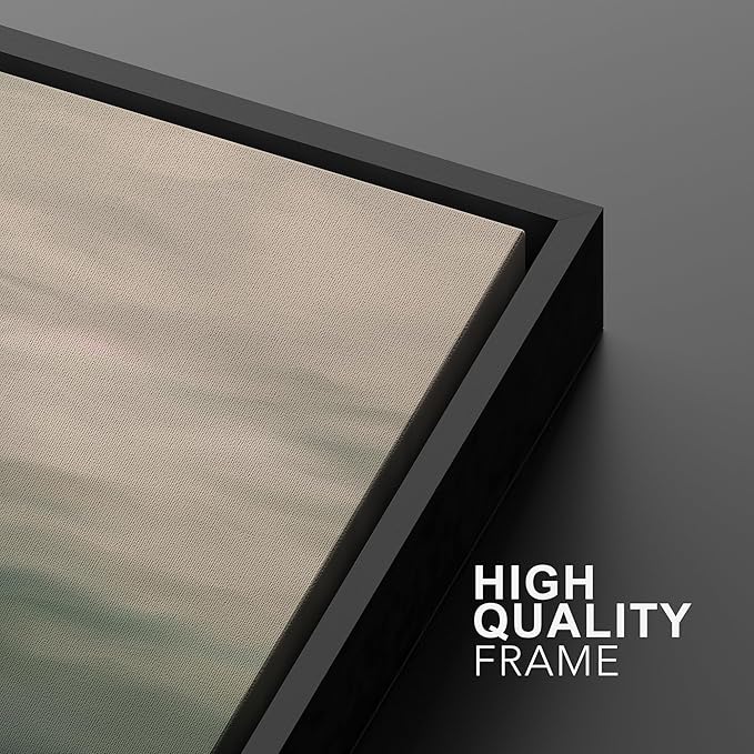 MUDECOR Framed Canvas Print Wall Art Dark Green Abstract Misty Landscape Moody Illustrations Modern Art Decorative Chic for Living Room, Bedroom, Office - 24"x36"x2 Black