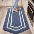 COSY HOMEER Long Kitchen Floor Mats for in Front of Sink Super Absorbent Kitchen Rugs and Mats 24"x59" Non-Skid Kitchen Mat Standing Mat Washable,Polypropylene,Blue,Frame