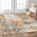 Lahome Moroccan 6x9 Rugs for Living Room, Soft Washable 6x9 Area Rug for Bedroom, Ultra-Thin Oriental Trellis Distressed Non Shedding Throw Large Carpet for Dining Room Office, Cream/Multi