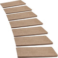 PURE ERA Bullnose Carpet Stair Treads Set Tape Free Non-Slip Indoor Stair Protectors Pet Friendly Rugs Covers Soft Skid Resistant Washable Reusable 9.5" x 30"(7 Pieces, Camel Brown)