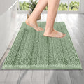 OLANLY Thick Bathroom Rugs 24x16, Extra Soft Absorbent Chenille Striped Bath Rugs, Rubber Backing, Machine Wash Dry, Bath Mats for Bathroom Floor, Tub and Shower, Home Decor Accessories, Sage Green