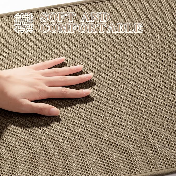 chakme Bathroom Rugs Mat U-Shaped 24x17, Ultra ThinNon Slip Bath Mat Small Quick Dry Absorbent Bath Matfor Bathroom Floor, (Dark Beige, U-24"x17")