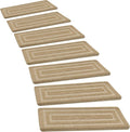 PURE ERA Bullnose Carpet Stair Treads Set Tape Free Non-Slip Indoor Stair Protectors Pet Friendly Rugs 9.5" x 30"(7 Pieces,Khaki Rectangular)
