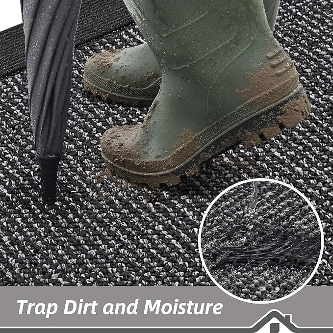 BEQHAUSE Indoor Door Mat 32" x 48", Dirt Trapper Door Mats Non-Slip Entryway Rugs Washable, Resist Dirt Absorbent Welcome Mat, Low Profile Floor Mats for Front Back Door and Entryway, Charcoal