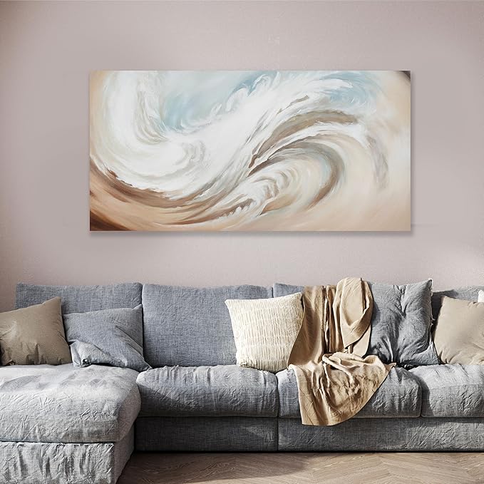 Abstract Wall Art Canvas Wall Paintings Modern Beige Wall Decor Aesthetic Room Decor Wall Art Framed Artwork for Living Room Bedroom Dining Room Home Office Decor 20"x40"