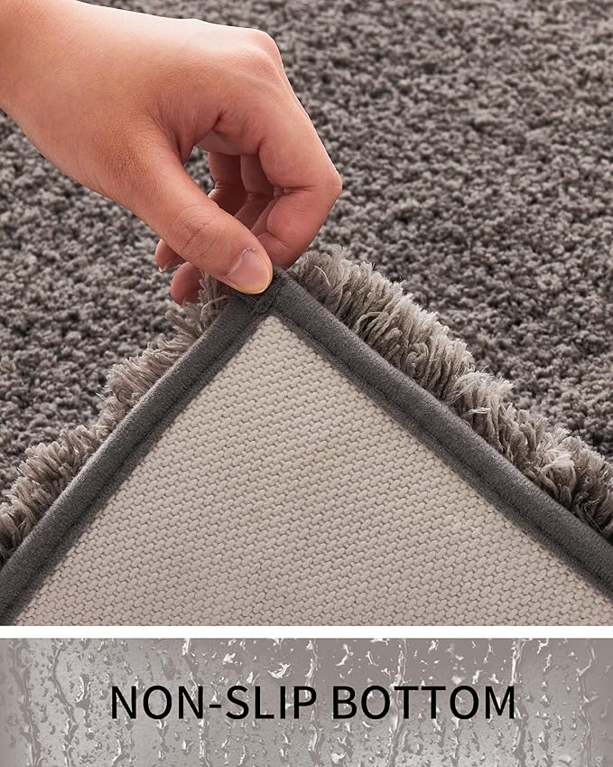 Toilet Rugs U-Shaped Mat 24x22, Contour Bathroom Mat - Ultra Soft & Absorbent Microfiber, Quick-Dry, Machine Washable with High Density Foam Latex Non Slip Backing, Dark Grey