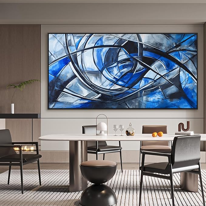 Abstract Wall Art Decor Oversized Framed Wall Art Pictures for Living Room Canvas Art Wall Decor Blue Wall Art Prints Artwork for Walls Large Black and White Wall Art Decor Home Office Decorations 29" X 58"