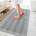 OLANLY Thick Bathroom Rugs 47x20, Extra Soft Absorbent Chenille Striped Bath Rugs, Rubber Backing, Machine Wash Dry, Bath Mats for Bathroom Floor, Tub and Shower, Home Decor Accessories, Light Grey
