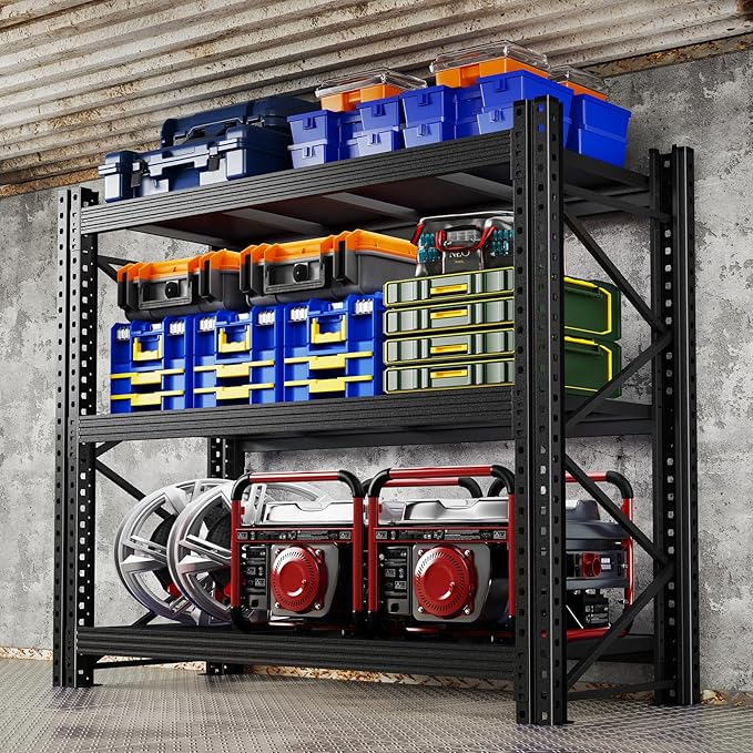 51.2" W Metal Garage Storage Shelves,Heavy Duty Adjustable Steel Organization Shelving,Utility Rack Shelf,47.2" H x 51.2" W x 23.6" D for Basement,Warehouse,Industrial