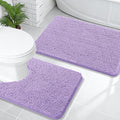 OLANLY Bathroom Rugs Sets 2 Piece, Soft Absorbent Chenille Bath Mats and U-Shaped Contour Toilet Mat Area Rug Set, Machine Washable Bath Carpet, Home Decor Accessories(30"x20"+24"x20", Lavender)