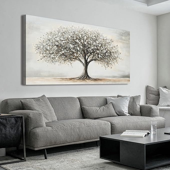 AIXMGSJS Canvas Wall Art Decor Tree of Life Wall Art Modern Large Black and White Wall Art Prints Canvas Art Decor Large Artwork for Walls Pictures for Living Room Home Office Wall Decor 29"X58"